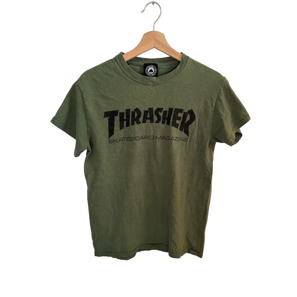 Thrasher Skateboard Magazine Green Short Sleeve Tshirt Men's Size Small Skater T